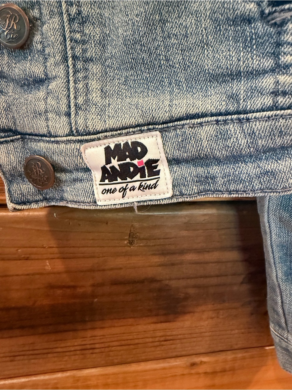 American Rag MadAndie One-of-a-Kind Custom Cross Light Blue Denim Jacket - S - Picture 5 of 6